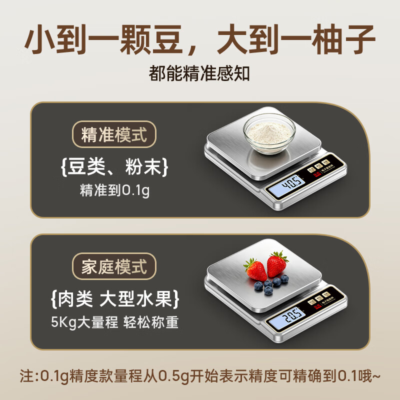Dongmei electronic scale kitchen scale household baking gram weight scale small high-precision stainless steel scale food gram weight weighing Chinese medicine coffee accurate 0.1g