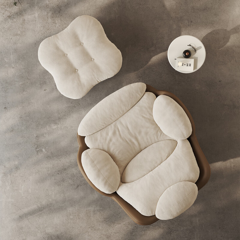 VRSUK Italian light luxury patented lazy sofa chair modern minimalist style designer living room bedroom leisure lounge chair Suede fleece + down single chair