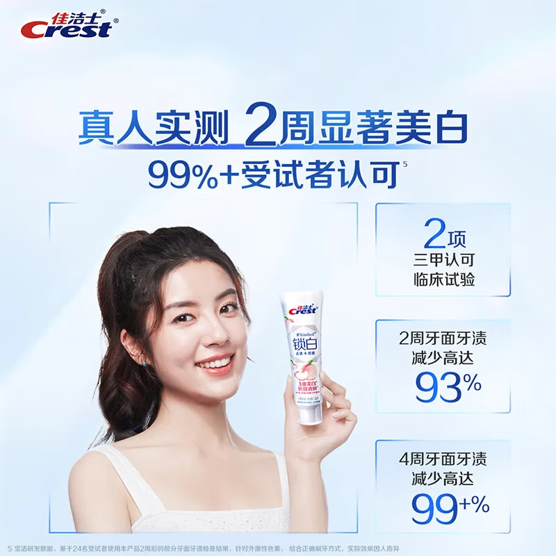 Crest two-color white-locking pomelo white tea toothpaste 120g*2 on clearance