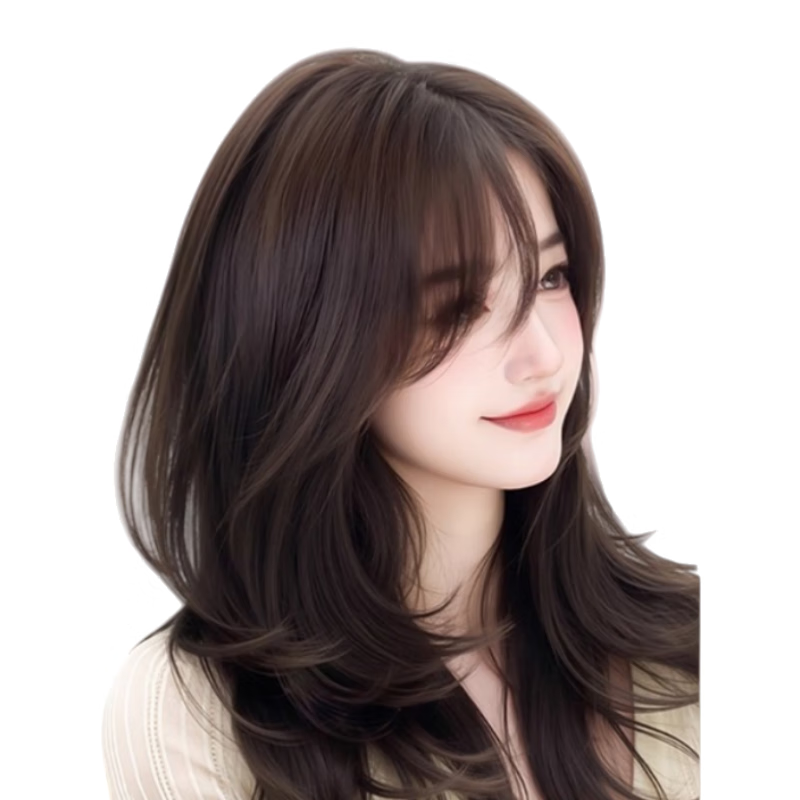 Qiansiya wig for women with long hair, no need to wear a hair net to replace the hair on the top of the head, fluffy and increase the hair volume, cover white hair, high skull curly wig piece, Korean style micro curly hair - French style 9*12 mocha brown 45cm