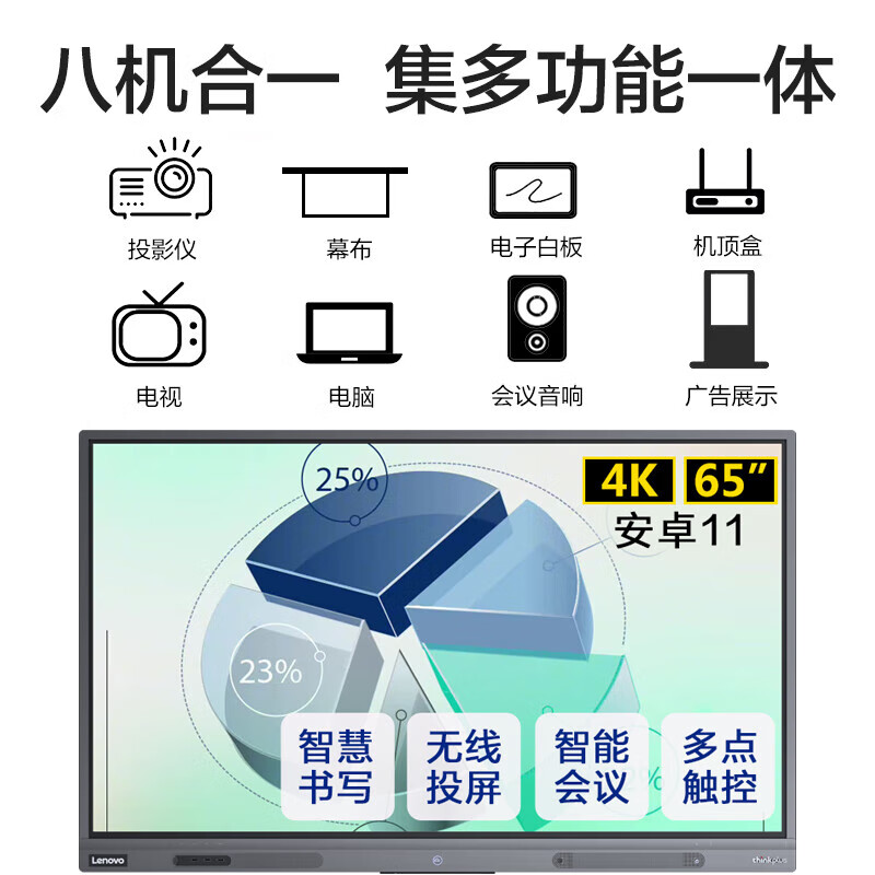 Lenovo conference tablet all-in-one 55/65/86-inch touch screen smart electronic whiteboard video conferencing TV multimedia teaching training office display large screen S65 Gen2 65-inch standard