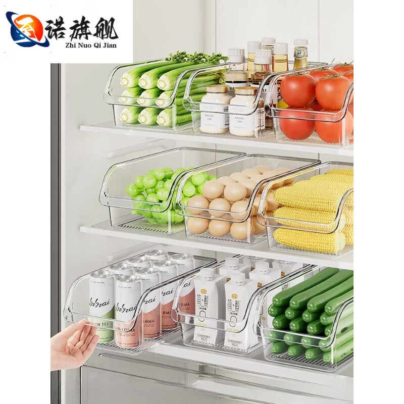 Junran German imported quality food-grade refrigerator storage box drawer-type crisper box for household vegetables, fruits and eggs, transparent, 1 pack, drawer-type/easy to take, upgraded and thickened