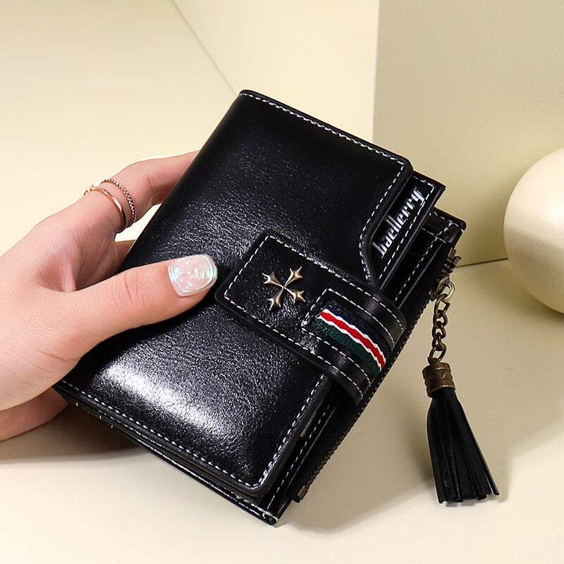 Jatu Dace Women's Short Wallet 2025 New Multi-Slot Folding Coin All-in-One Bag Burgundy