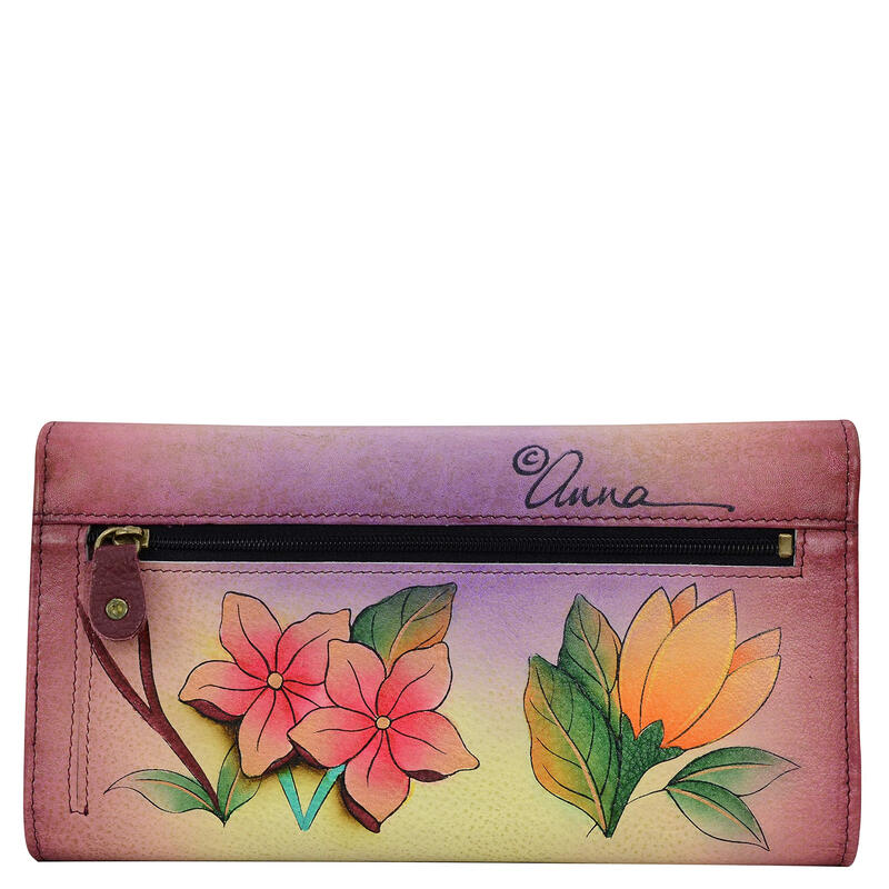 Anna by Anuschka Hand Painted Genuine Leather Wallet for Women Full Grain Cow Leather Magnetic Flap Coin Bag Birds of Paradise One Size
