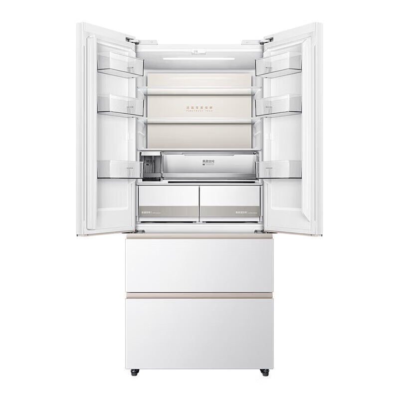 Hualing Shenji 518 automatic ice making dual system 60cm thin zero-embedded French multi-door four-door refrigerator first-class energy efficiency HR-518WUF ice making