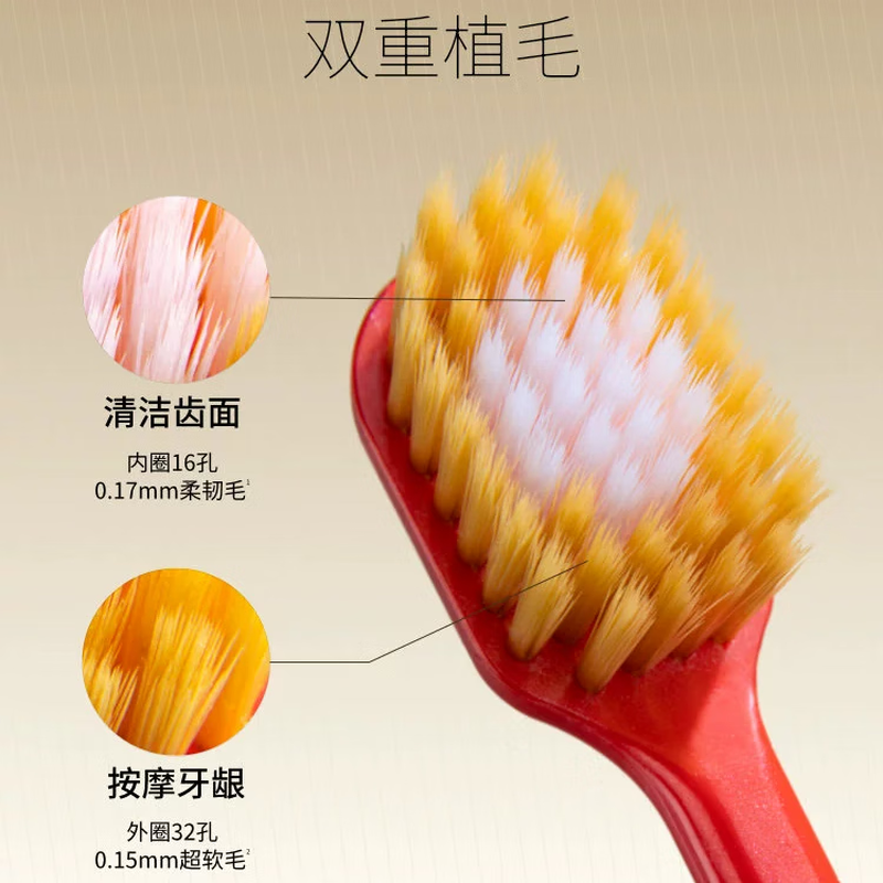 Huibaishi wide-head soft-bristle toothbrush 1 pack 48 holes adult gum protection full-effect care original imported color random