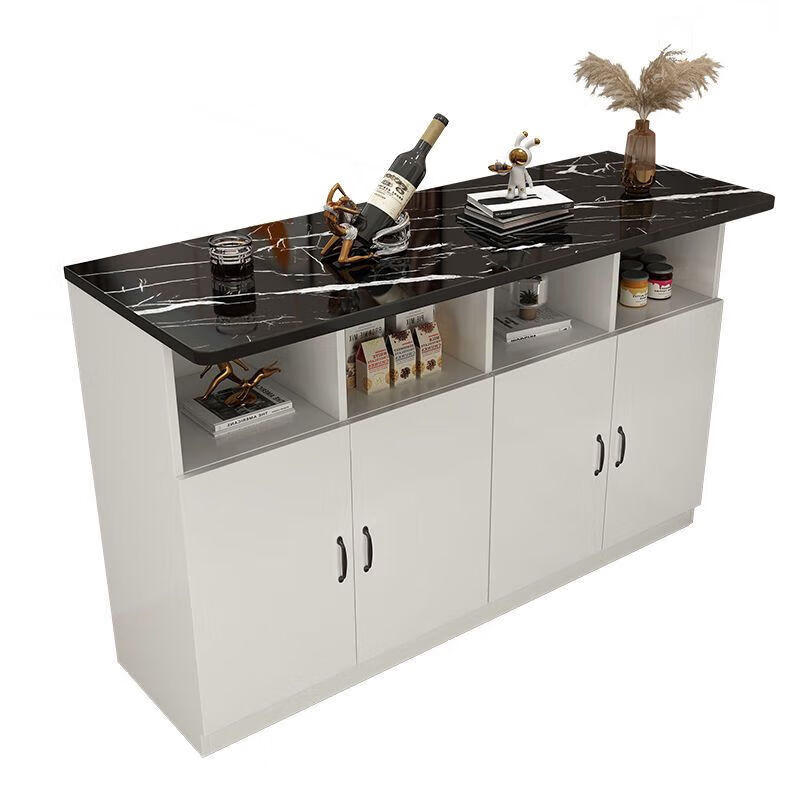 Zimuya home bar table kitchen restaurant partition cabinet multi-functional entrance cabinet modern simple small bar wine cabinet high table white cabinet + marble color countertop + white cabinet length 60 double doors