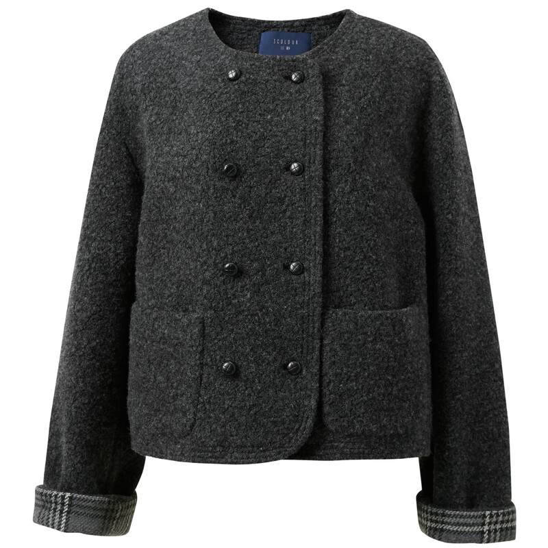 Tricolor Sheep Wool 2025 Winter New Style Fragrant Wool Coat Short Spliced Single Face Wool Jacket M Dark Gray M 160/84A