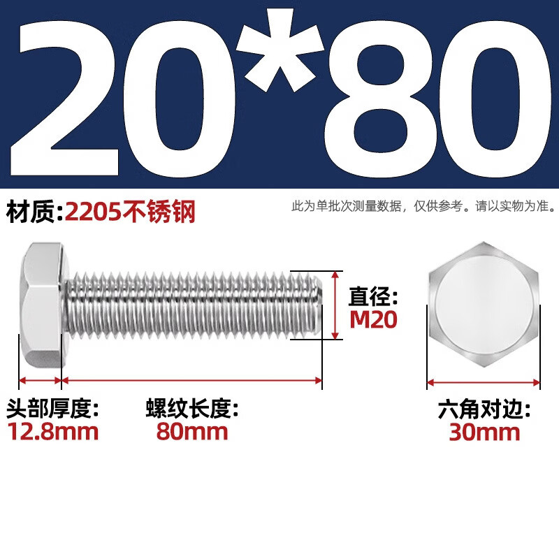 Tianzhuo Hardware 8.8 grade 2205 duplex stainless steel external hexagonal screw high strength extended bolt M6M8M10M12M16-M24 M20*80