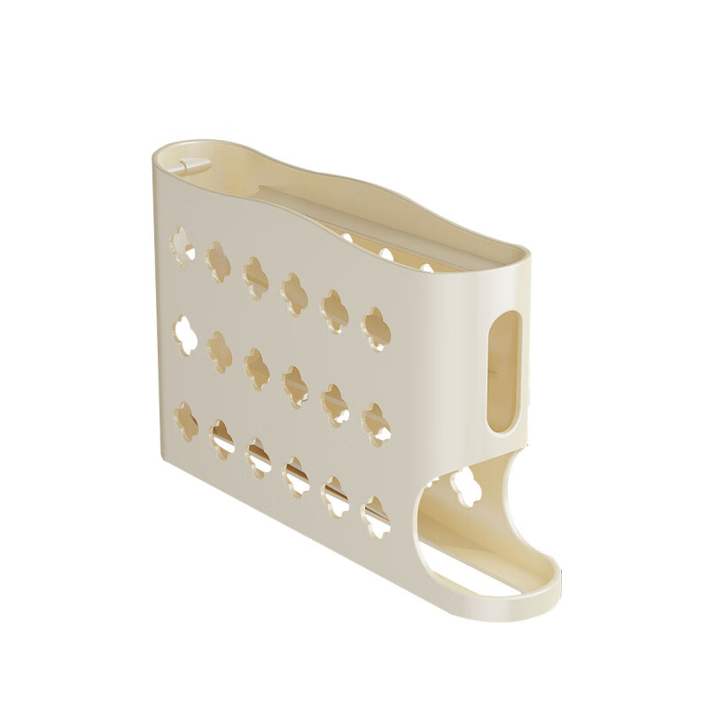 Erisi rolling egg storage box kitchen multi-layer oblique automatic egg rolling device refrigerator side door egg tray crisper cream color - 1 pack can hold about 30 eggs