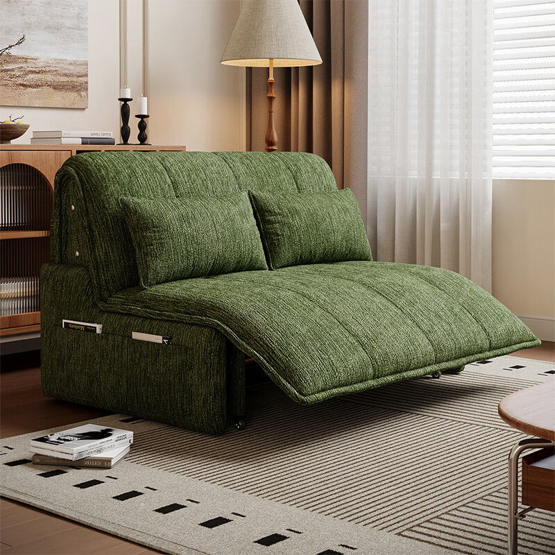 Chaogeshu Intelligent Electric Sofa Bed Multifunctional Storage Chenille Living Room Office Small Apartment Leisure Sitting and Lying Outer Diameter 1.2 Meters Wheat Chenille + German Oken Motor + Access Mijia App Spine Protector Coconut Brown Model (No Storage)