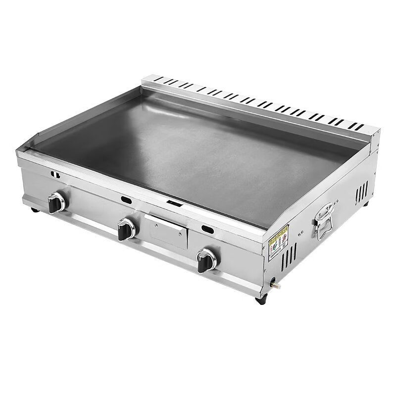 Teruiside's new commercial gas multi-functional griddle, Teppanyaki squid stall, hand-made cakes, egg-filled cakes, and cold noodle machines. Gas-new 90X50 8mm thick + free factory direct sales original color black griddle