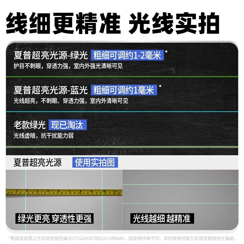 Jingxi Selection New Infrared Level Laser Leveling Meter High-precision Strong Light Thin Line Outdoor Digital Display Anti-fall Standby King Outdoor Green Light 12 Lines Standard