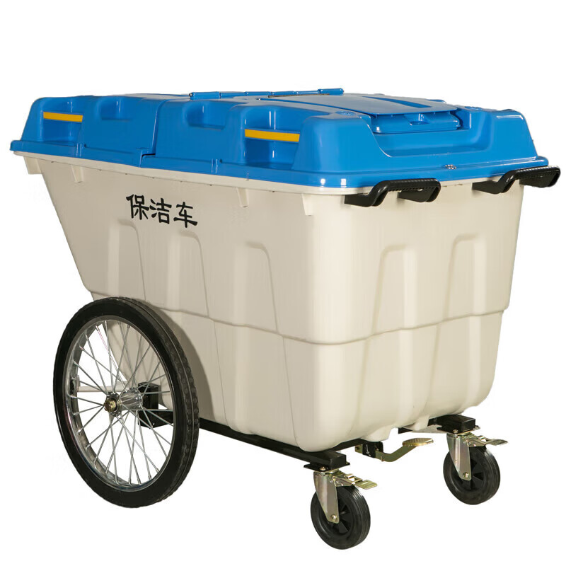 Cleaning truck mobile trash can garbage truck trolley cleaning truck mobile outdoor covered wheel blue and white 400L
