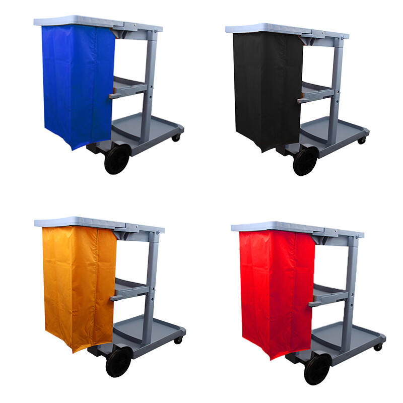 Multi-purpose cleaning truck cloth bag garbage bag hotel stainless steel trolley linen cart canvas bag trolley garbage truck horizontal 8 pocket rag bag