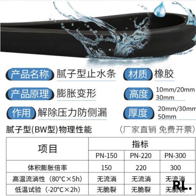 Miyi customized water-swelling water-stop strip BW rubber water-stop strip 20*30 putty-type water-blocking strip caulking PN built one box