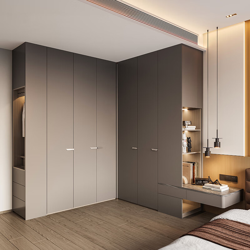 Sophia Wardrobe Light Luxury Metallic Bedroom Wardrobe Small Apartment Wardrobe Storage Customized Simple Furniture Cabinet Whole House Customization Membership Bonus