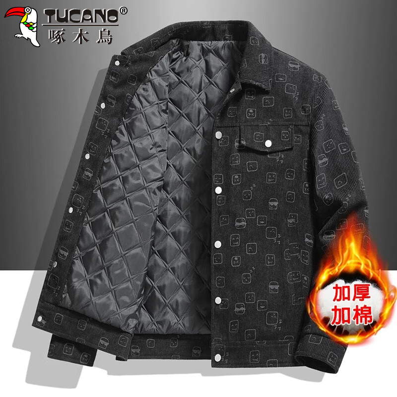 Woodpecker (TUCANO) jacket men's winter corduroy jacket men's workwear thickened warm loose clothes men's coffee XL