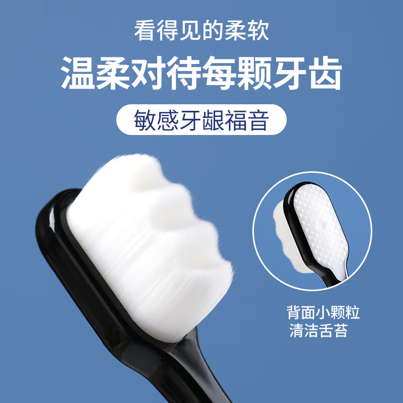 RAOYI Soft Thousand Hair Toothbrush, Super Soft Thousand Hair Toothbrush, Small Head Toothbrush for Men and Women Couples, Pregnant Women with Sensitive Gums, Confinement Toothbrush, Super Soft Thousand Hair Black and White* 2 Count