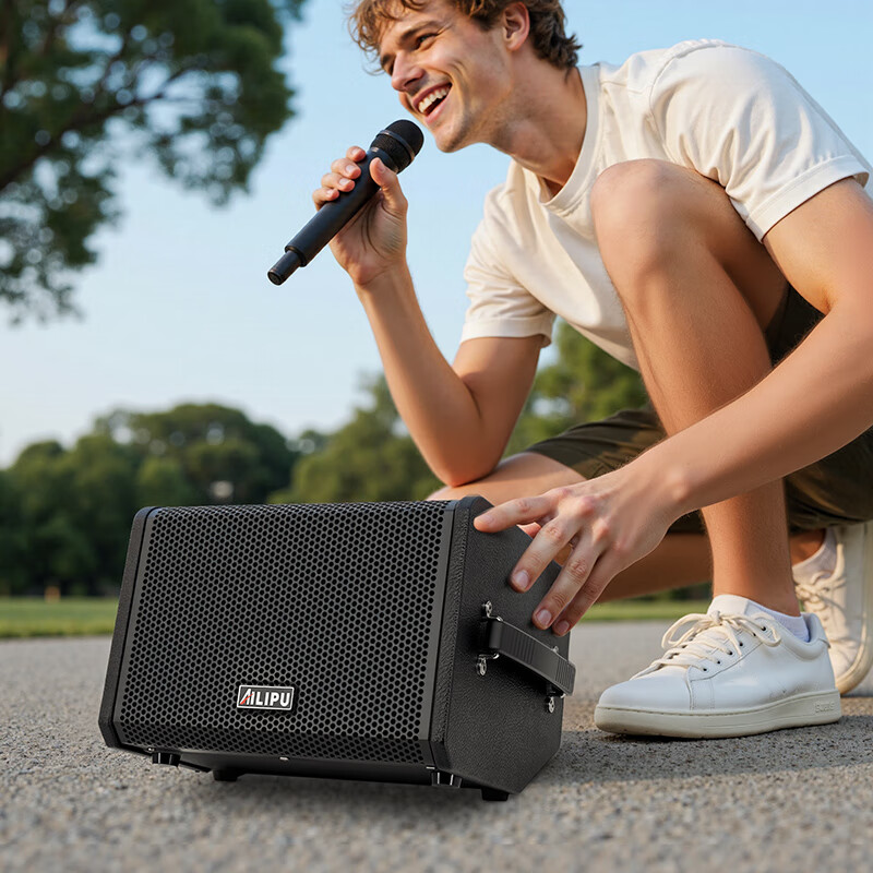 Ailip's new T6 audio instrument K song live broadcast internal recording electric blowpipe saxophone guitar playing and singing audio home outdoor portable high-power Bluetooth stage performance speaker official 2025 new T6 upgraded version dual wireless microphones