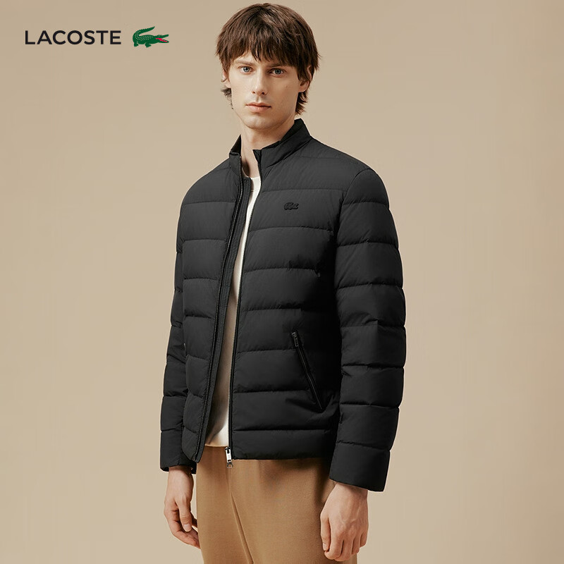 LACOSTE French crocodile men's fashion casual warm goose down jacket | BH9329 031/black M 50/175
