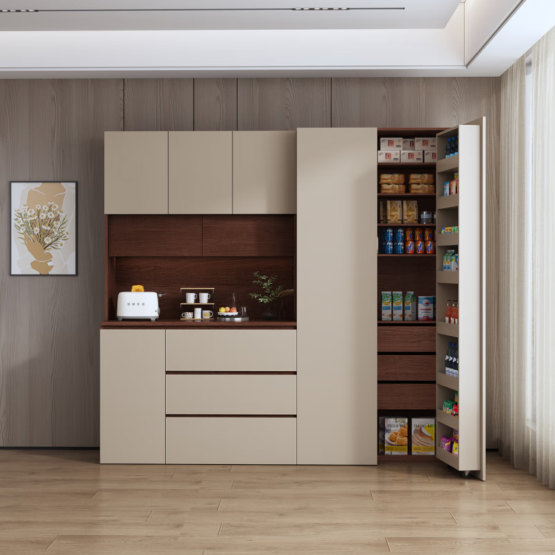 Popu light luxury high-end medieval style living room sideboard wall-mounted integrated storage cabinet multi-functional snack wine cabinet home tea C3 model length 220*height 240*depth 42