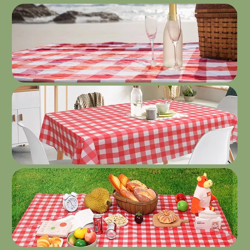 Chengyang disposable biodegradable tablecloth thickened waterproof and oil-proof no-wash Nordic Internet celebrity rectangular tablecloth coffee table mat 10 pieces red grid 120CM*180CM