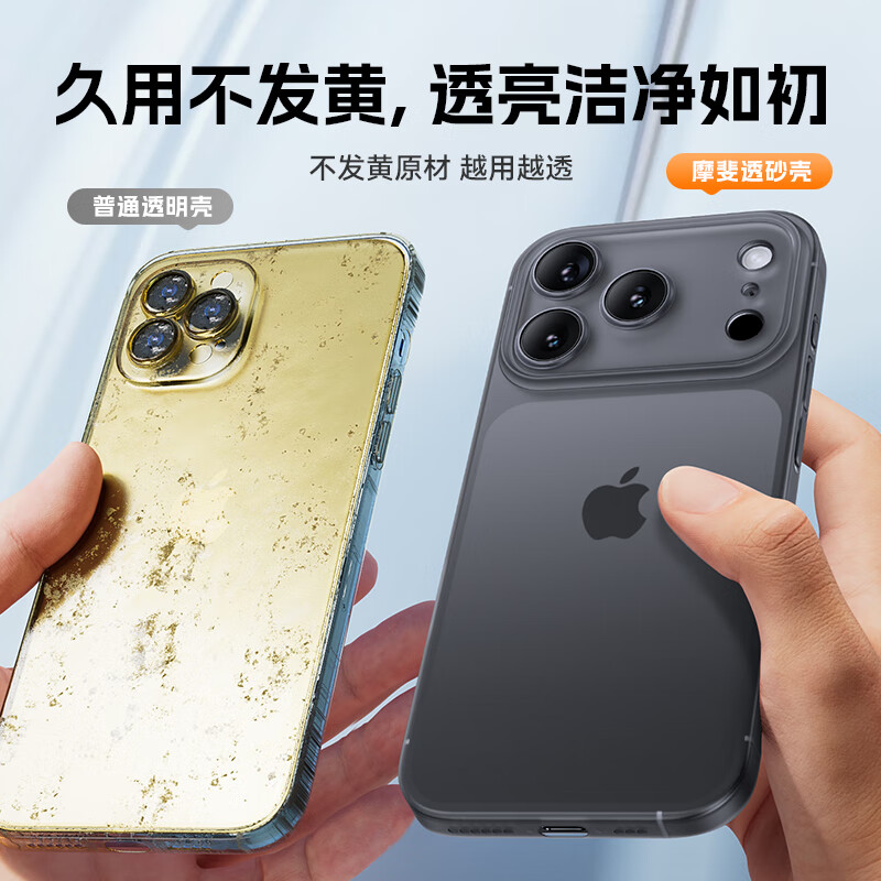 Mophi camera key all-inclusive, suitable for Apple 17 mobile phone case iphone17promax, magnetically absorbable, ultra-thin, anti-fall, translucent, cooling, matte, men and women, free tempered film, transparent black