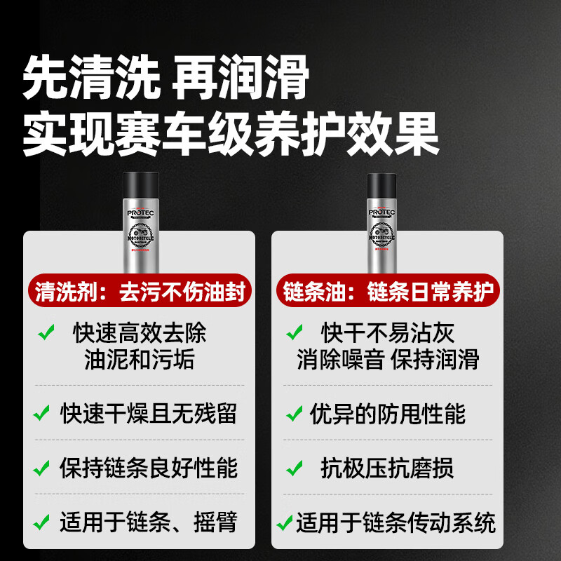 Profi Motorcycle Chain Oil Maintenance Kit Oil Seal Chain Cleaner Heavy Motorcycle Wax Lubricant Waterproof Dustproof Rust Removal Wash First Then Maintain +10% Performance Cleaning Agent + Chain Oil Imported from Germany