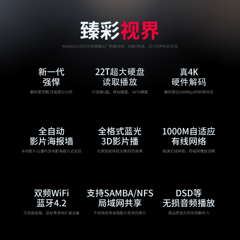 Haimedi Q5 fifth generation 4K HD Blu-ray network hard disk cloud disk multi-function player smart network TV projector set-top box HiFi lossless audio decoding digital broadcaster Q5 fifth generation library version (quarterly)