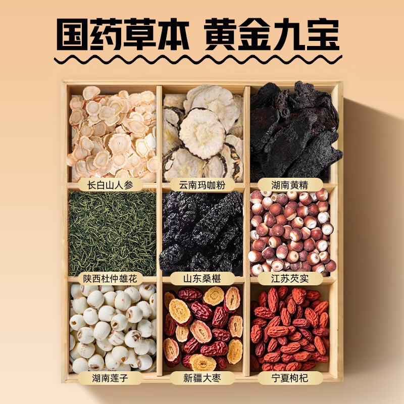 Beijing Tongrentang Ginseng, Wolfberry, Jiubao Tea, Huangjing, Wolfberry, Mulberry Tea, Black Wolfberry, Red Date, Maca Extract, Three Bags 8g*66 Bags