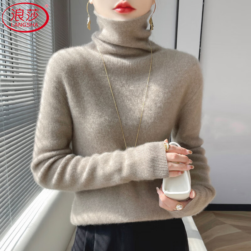 Langsha Turtleneck Wool Sweater Women's 2025 Autumn and Winter New Loose Pile Collar Sweater with Bottoming Warm Top