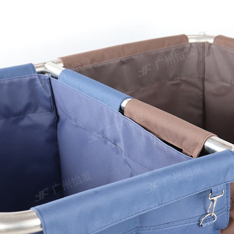 Hotel thickened service cart stainless steel dry and wet classification linen cart hotel room cleaning cart laundry room collection cart T-3 conical thickened blue linen cart disassembly model-4 inch wheel thickened