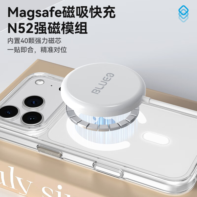 Mr. Blue Monkey is suitable for Apple 17Promax mobile phone case, iPhone17promax protective shell, AI button magnetic suction, anti-fall transparent shell mobile phone protective case