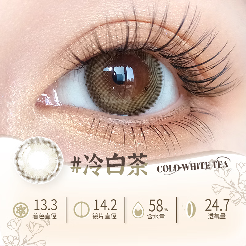 Jingshuo Perfume Series Mini Trial Tablets 2 Daily Disposable Color Contact Lenses Cold White Tea 0 Degree
