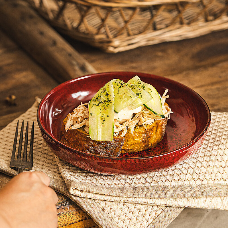 DearDali kiln-turned underglaze color ceramic plates and dishes, household new dishes and tableware sets, high-end light luxury dishes and plates, retro kiln-turned red series - standard for six people