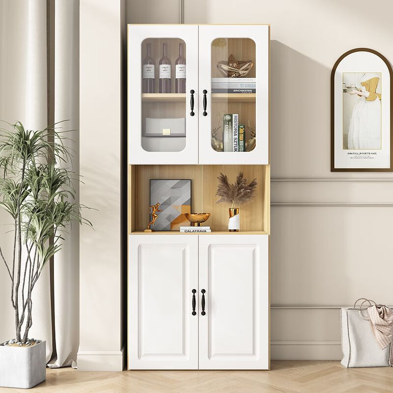 Yunbin Guangdong Foshan sideboard multi-functional living room bookcase wine cabinet storage cabinet combination wall cabinet corner cabinet tea cabinet 2-door white package installation