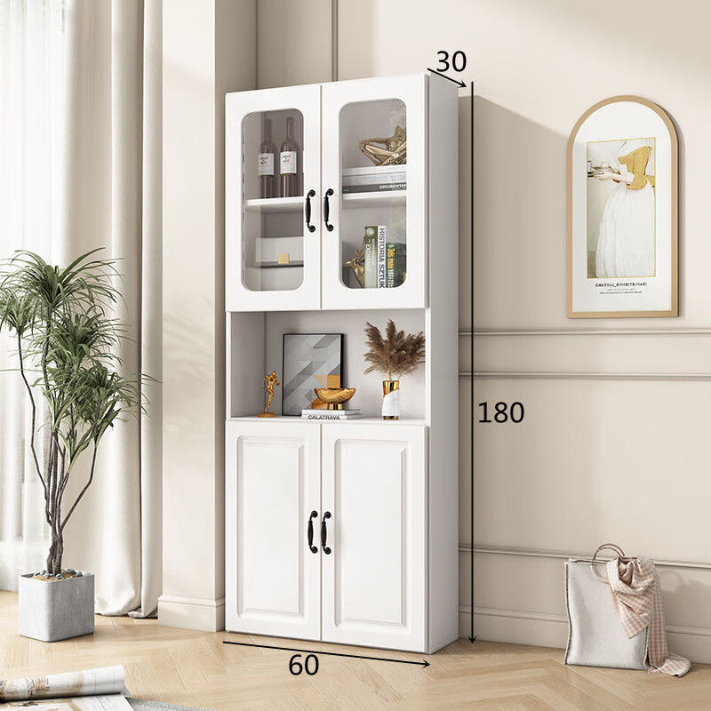 Yunbin Guangdong Foshan sideboard multi-functional living room bookcase wine cabinet storage cabinet combination wall cabinet corner cabinet tea cabinet 2-door white package installation
