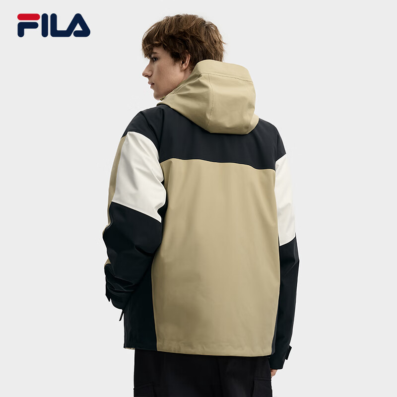 FILA Men's Yiyang Qianxi Same Style Down Jacket Two-piece Set 2025 Winter New Casual Warm Hooded Jacket Algae Brown-LK S 165/88A/S