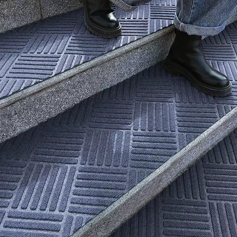 Yusenyi Marble Entry Door Anti-slip Mat Outdoor Customized Long Step Mat Commercial Step Stairs Outdoor Feet Double Stripe Gray 28x150cm (Outdoor Step Carpet)