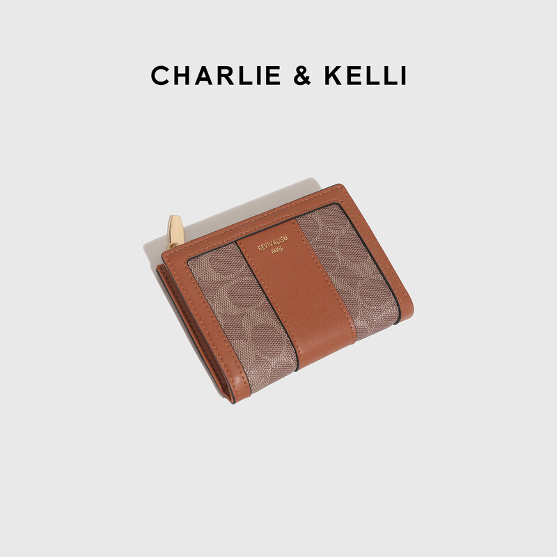 CHARLIE&KELLICK品牌新款包包女款2026年钱包女式时尚高档钱包短款复古零钱包 棕色【情人节礼物送女朋友走心】