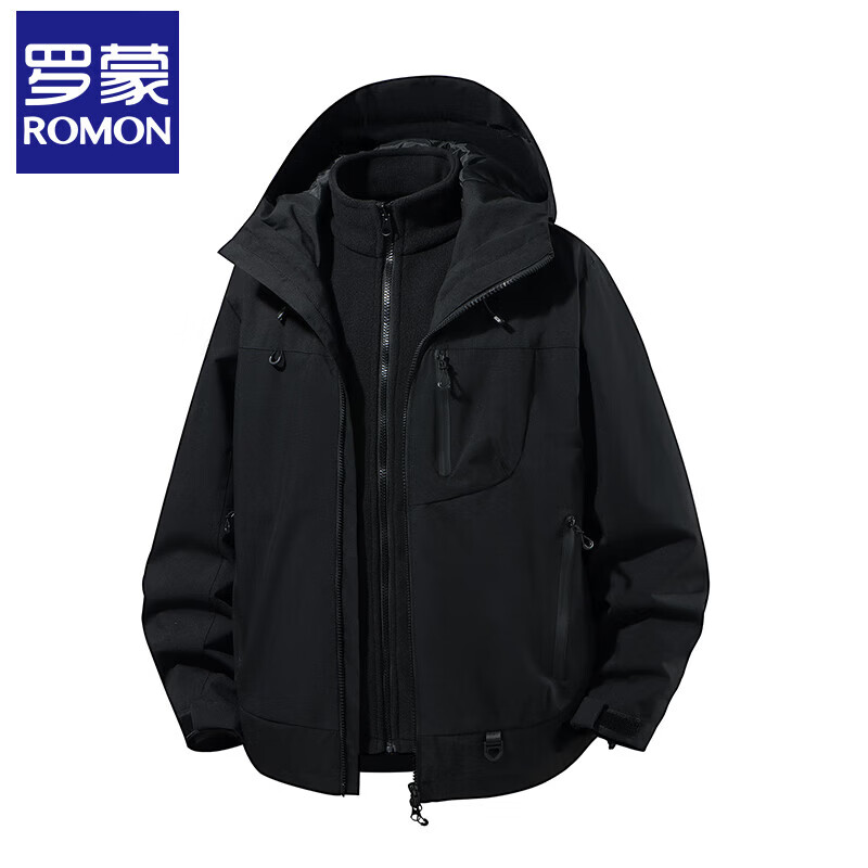 Romon 2025 Winter Casual Versatile Men's and Women's Windproof and Waterproof Three-in-One Removable Liner Jacket