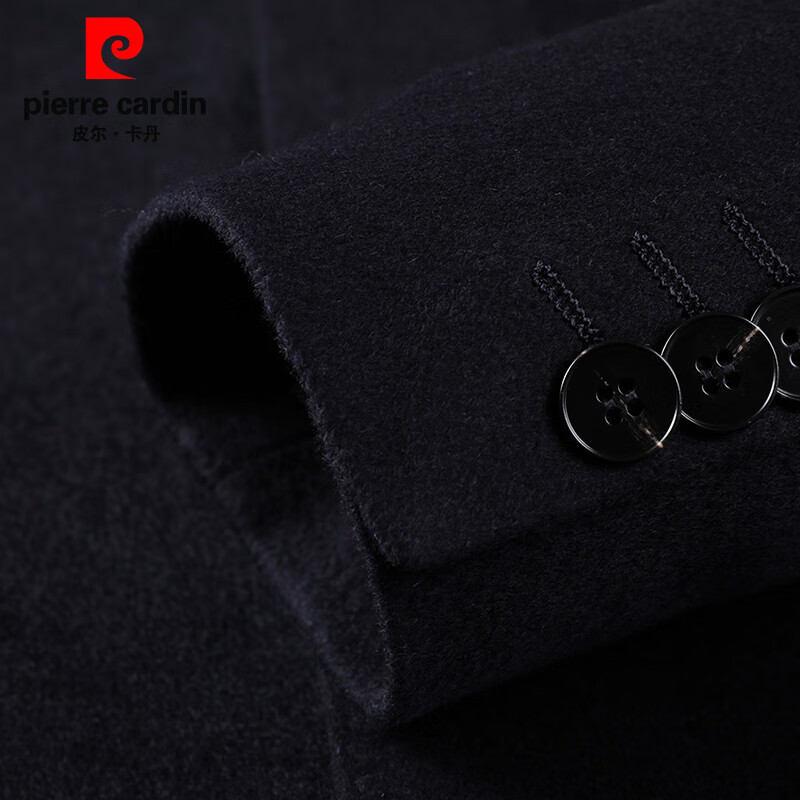 Pierre Cardin woolen coat men's jacket lapel solid color mid-length warm cashmere jacket coat