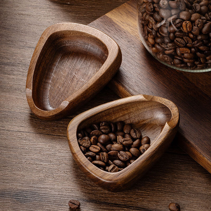 Coffee bean measuring tray walnut wooden coffee weighing bean tray spray coffee powder connecting bean tray tea spoon shovel Sapele style