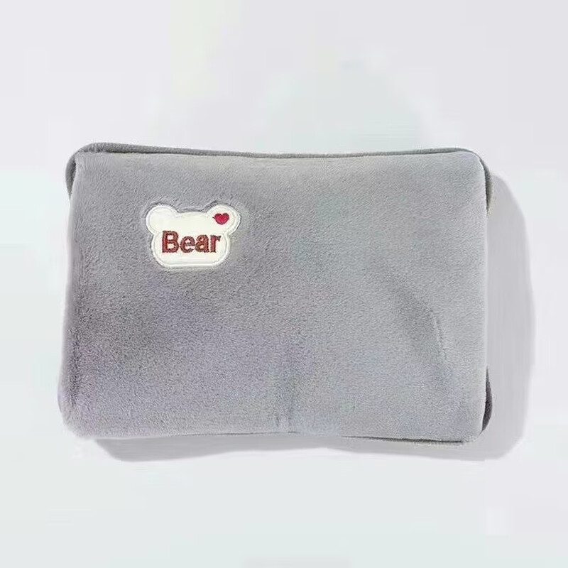 Cute double-hand fleece bear hot water bottle warm baby dormitory student hand warmer bag portable thermal insulation long-lasting thermal insulation double-sided warm velvet explosion-proof charging NS4 creative accessories pink water and electricity separation-double-sided warm velvet