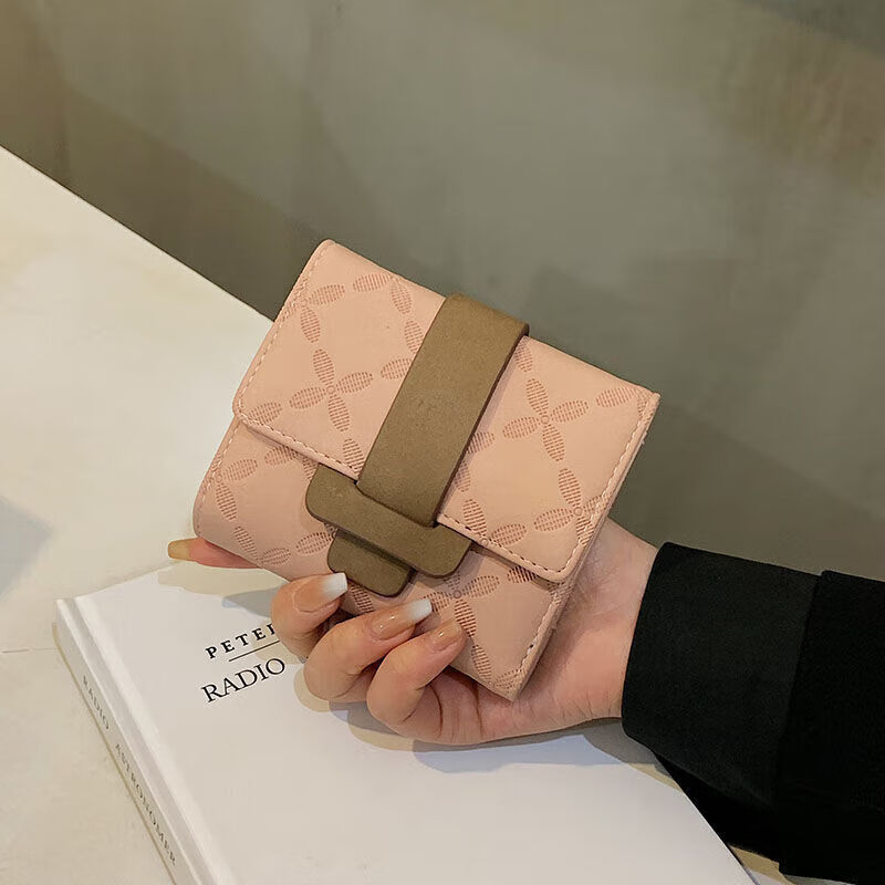 Kangaroo wallet women's short 2025 new style high-looking ins niche design foreign fashion multi-card slot folding coin purse black