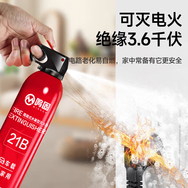 Vehicle-mounted fire extinguisher water-based household small car dealer-specific portable fire extinguisher national fire protection 3c certification 620ml water-based 21B-3C certification