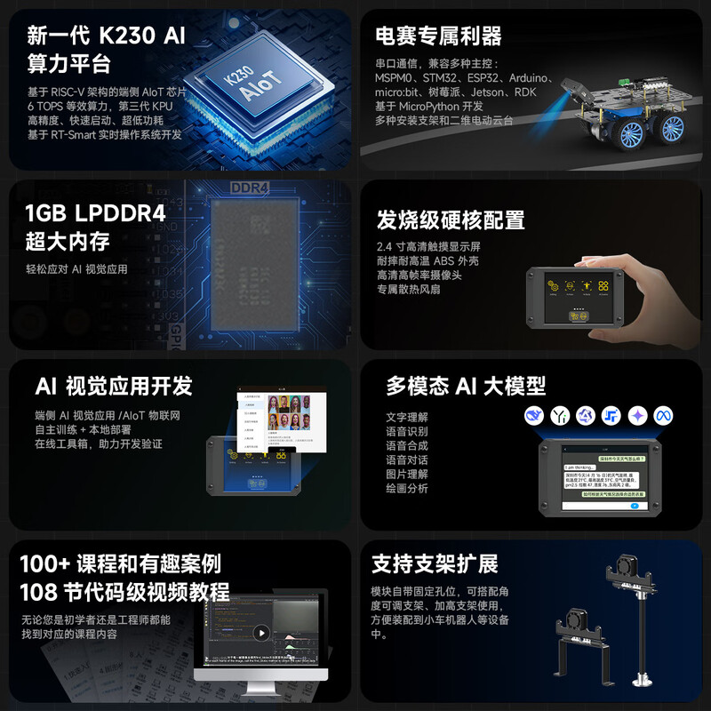 Yabo Intelligent K230 Vision Module AI Large Model Artificial Intelligence Development Board CanMV Face Recognition Camera Sensor