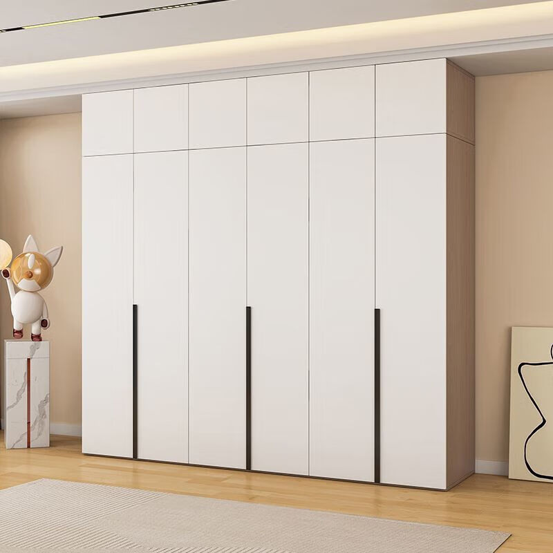 Jingxi Selection Mubote Solid Wood Wardrobe Bedroom Modern Double Door Wardrobe Storage Dressing Table Integrated 200 Cabinets Long - Five-Door Wardrobe + Side Cabinet Installation Included