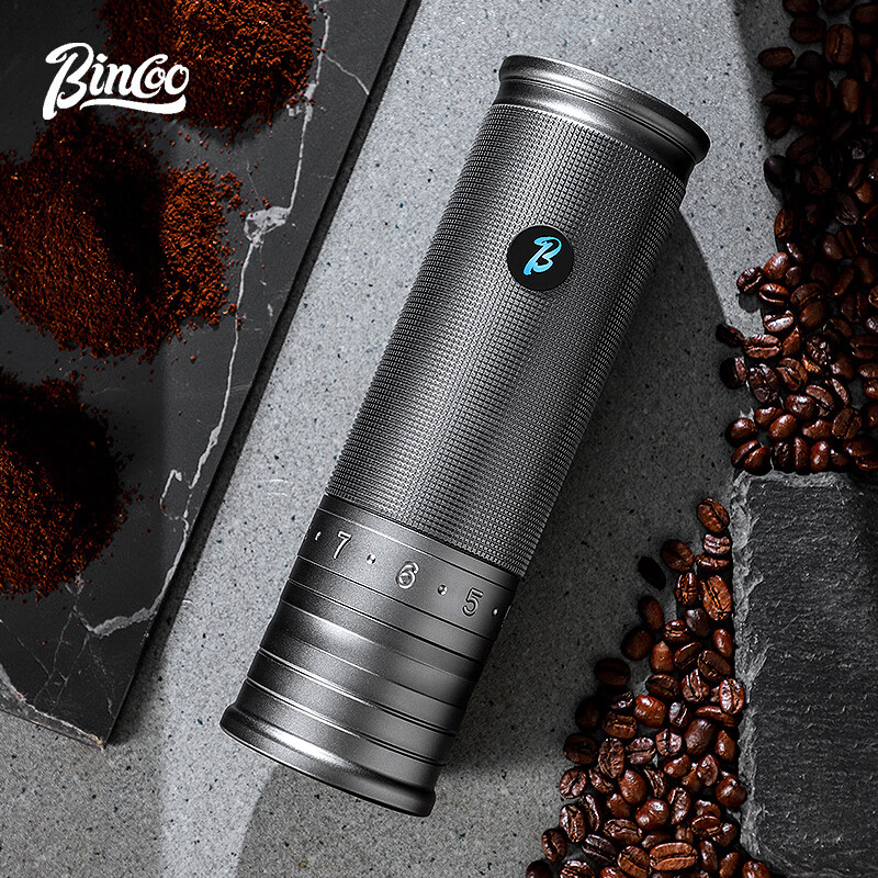 Bincoo electric bean grinder steel core portable coffee bean grinder small household external Italian grinder Starlight Silver